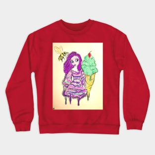 Ice Cream Girl with Bee Crewneck Sweatshirt